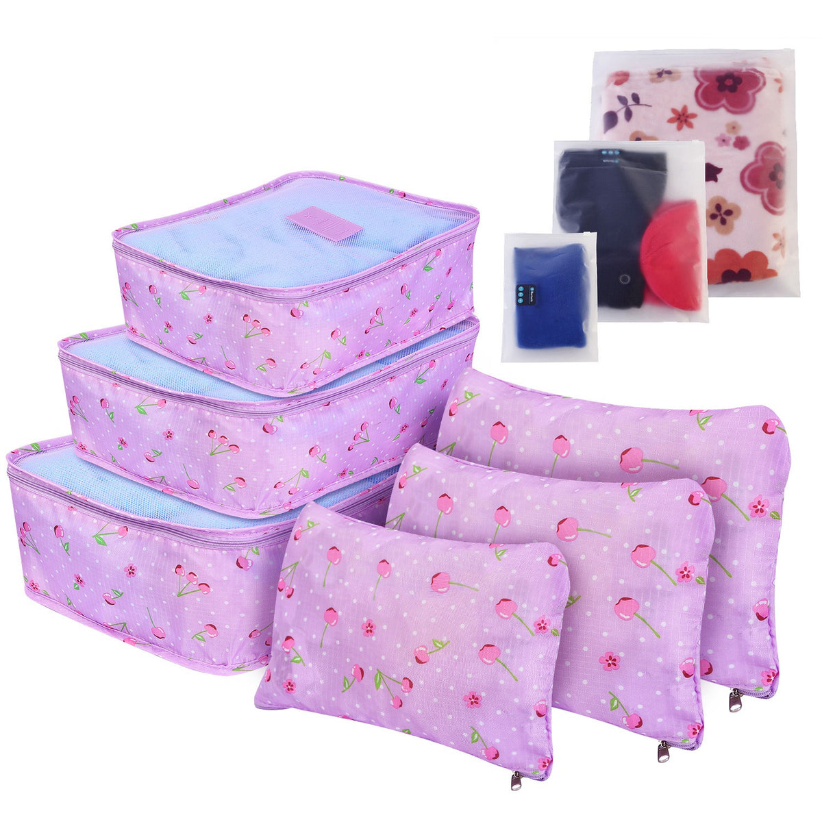 9Pcs per Set Clothes Storage Bags Water-Resistant Travel Luggage Organizer Clothing Packing Cubes for Blouse Hosiery Stocking Underwear
