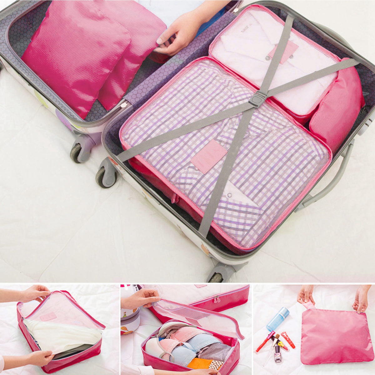 9Pcs per Set Clothes Storage Bags Water-Resistant Travel Luggage Organizer Clothing Packing Cubes for Blouse Hosiery Stocking Underwear