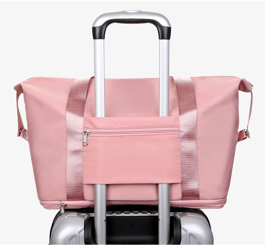 Large Capacity Expandable Gym Bag for Women - Waterproof Travel Duffel with Wet Pocket,Versatile Yoga Sports Bag with Shoe Compartment ,Stylish Tote & Shoulder Bag for Gym & Weekender