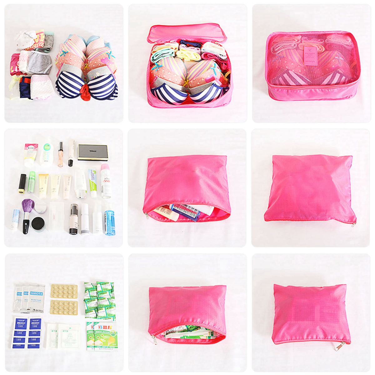 9Pcs per Set Clothes Storage Bags Water-Resistant Travel Luggage Organizer Clothing Packing Cubes for Blouse Hosiery Stocking Underwear