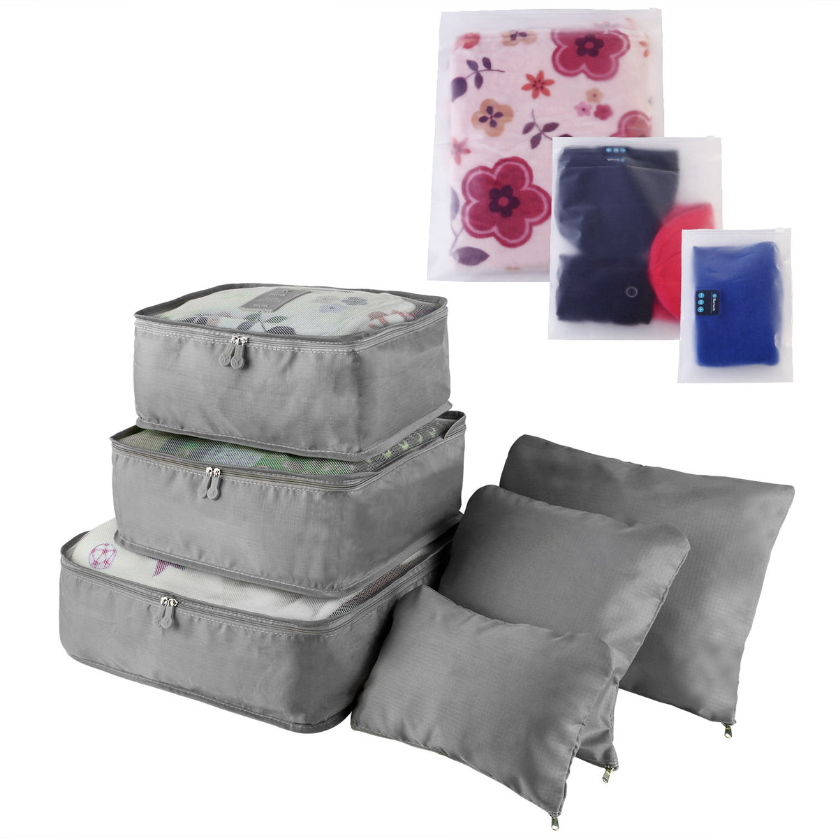 9Pcs per Set Clothes Storage Bags Water-Resistant Travel Luggage Organizer Clothing Packing Cubes for Blouse Hosiery Stocking Underwear