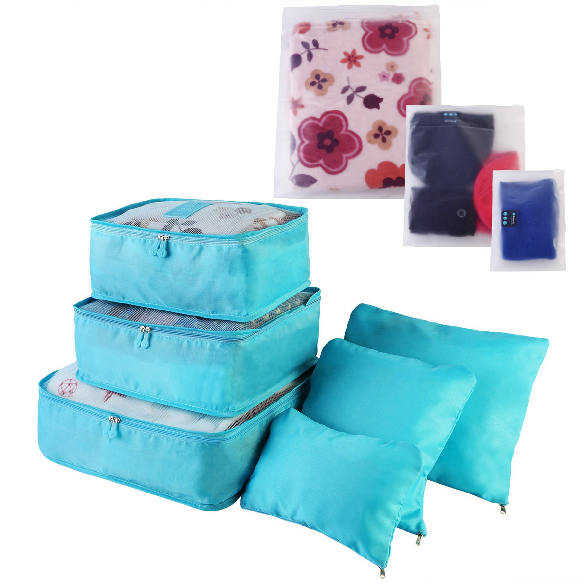 9Pcs per Set Clothes Storage Bags Water-Resistant Travel Luggage Organizer Clothing Packing Cubes for Blouse Hosiery Stocking Underwear