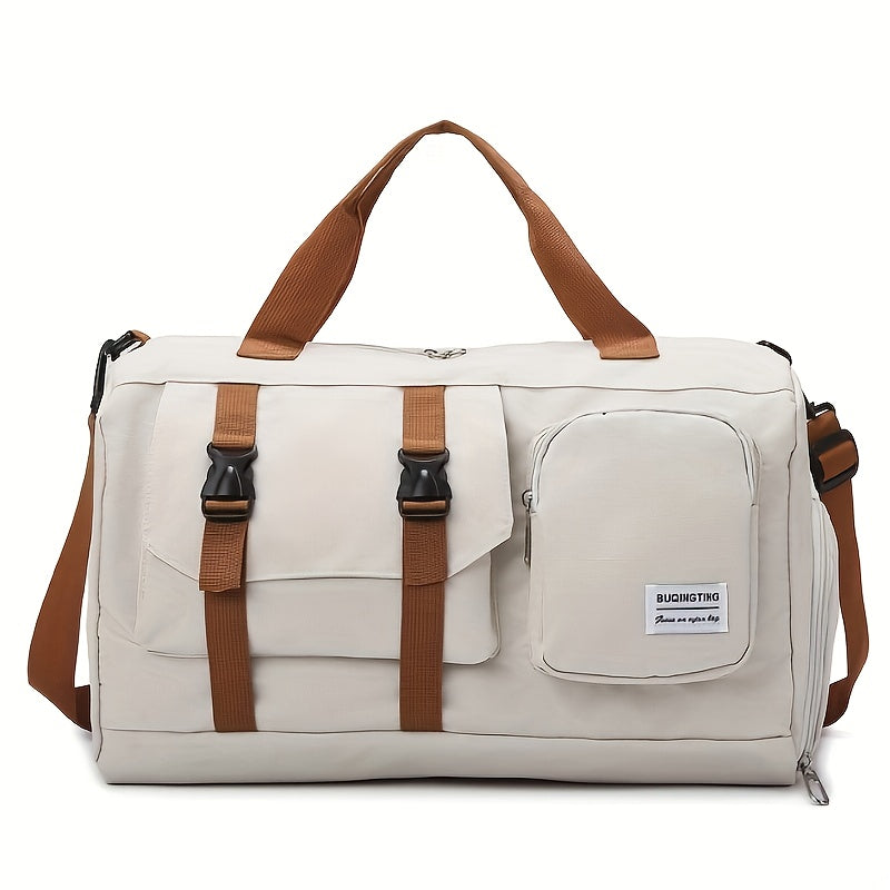 Minimalist Sports Duffel Bag ,Large Capacity Gym Tote with Separate Shoe Pocket,Multi-Functional Travel Weekender & Crossbody Bag,Stylish Workout & Overnight Bag for Women